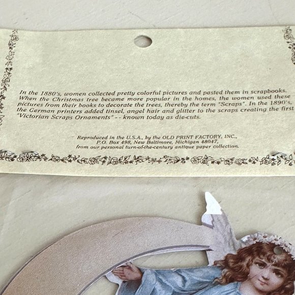Vintage NOS Old Print Factory Victorian Die Cut Reversible Angels Christmas Deco - Picture 10 of 13